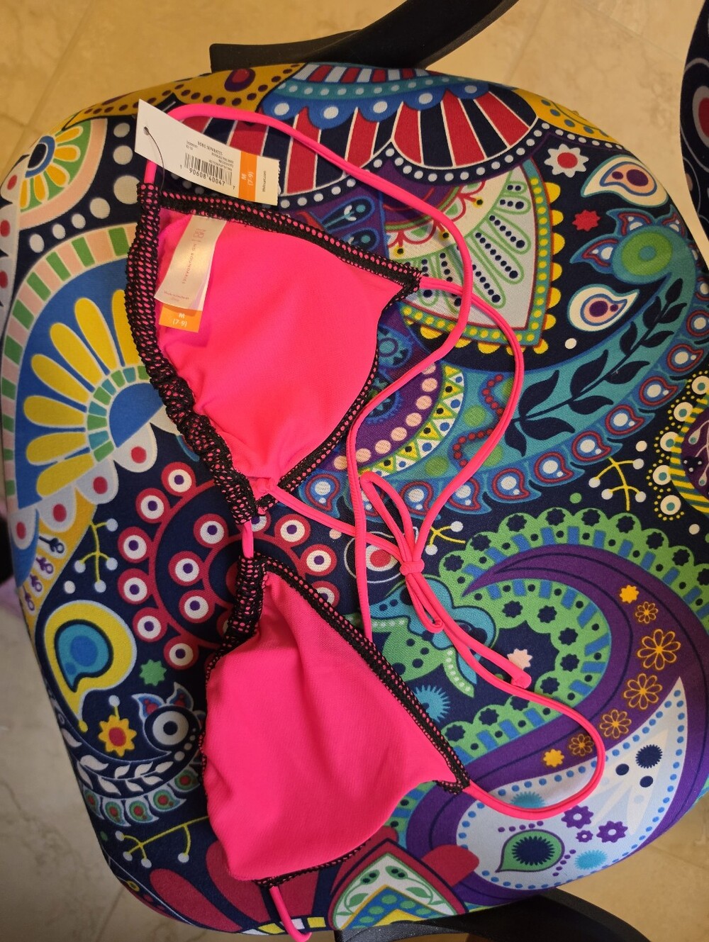 No Boundaries Hot Pink Triangle Bikini Top